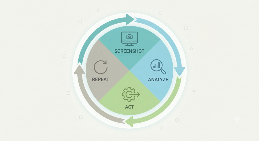 Diagram of the computer use AI action loop