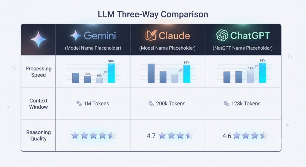 Gemini compared with Claude and OpenAI GPT models