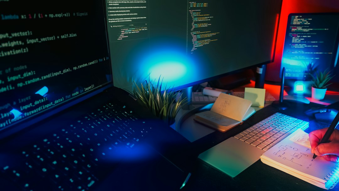 Developer coding workstation illustrating AI agent development with Muse Wonder