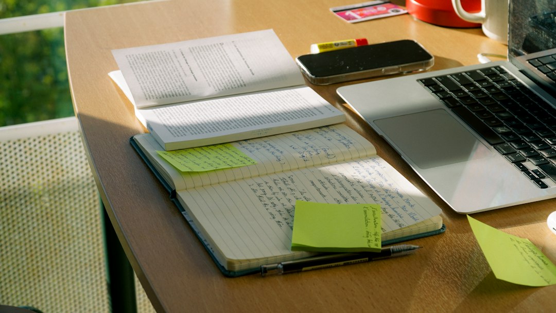 PDF to flashcards study workspace with learning notes and laptop